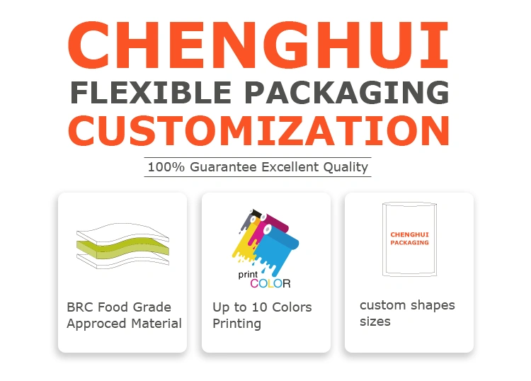 Factory Custom Design Print Stand up Bag with Ziplock Coffee Fruit Food Packaging Plastic Bag