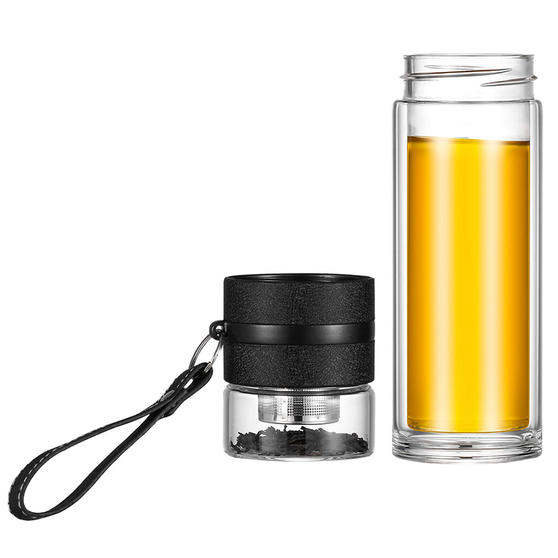 Portable Borosilicate Glass Water Bottle with Stainless steel infuser