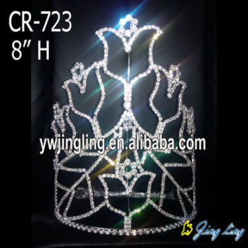 Holiday Rhinestone Flower Big Pageant Crowns