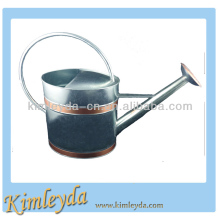 Galvanized Steel Watering Can with Copper Accents