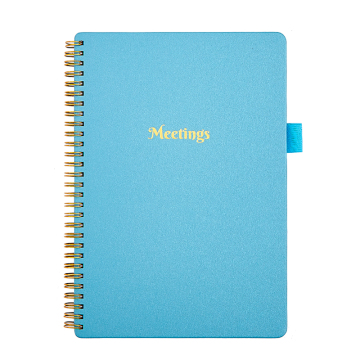 Pu hardcover spiral meeting notebook with pen loop