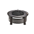 2 Zoll großer Stahl BBQ Grill Firepit Bowl für außen mit Spark Screen, Cooking Rost, Poker für die Terrasse