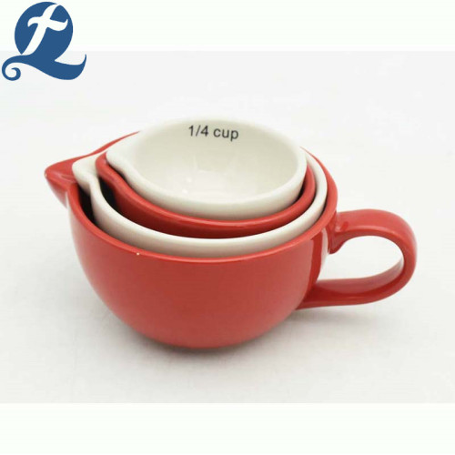 Colorful Measuring Ceramic Cup Set With Handle