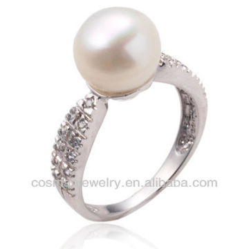 silver pearl ring setting ladies silver finger ring