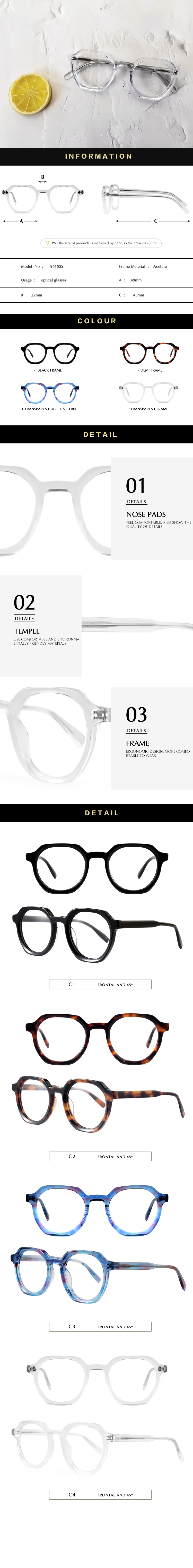 fashion Acetate Optical Glasses Frame