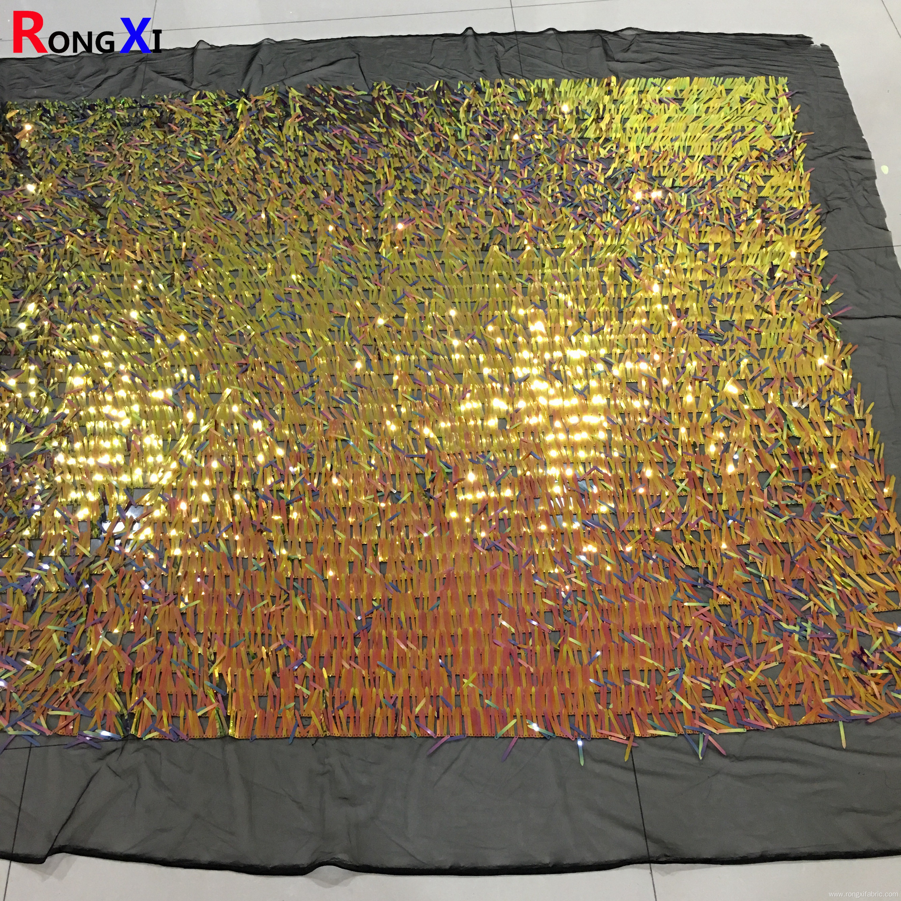 New Design Bag Rhinestone Gold Sequin Lace Fabric