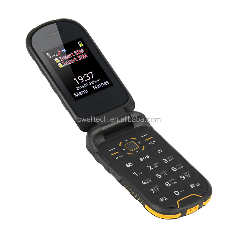 2018 Factory price i outdoor F2 2.4''/1.44'' Double Screen IP68 Waterproof SOS Function Rugged Flip Phone