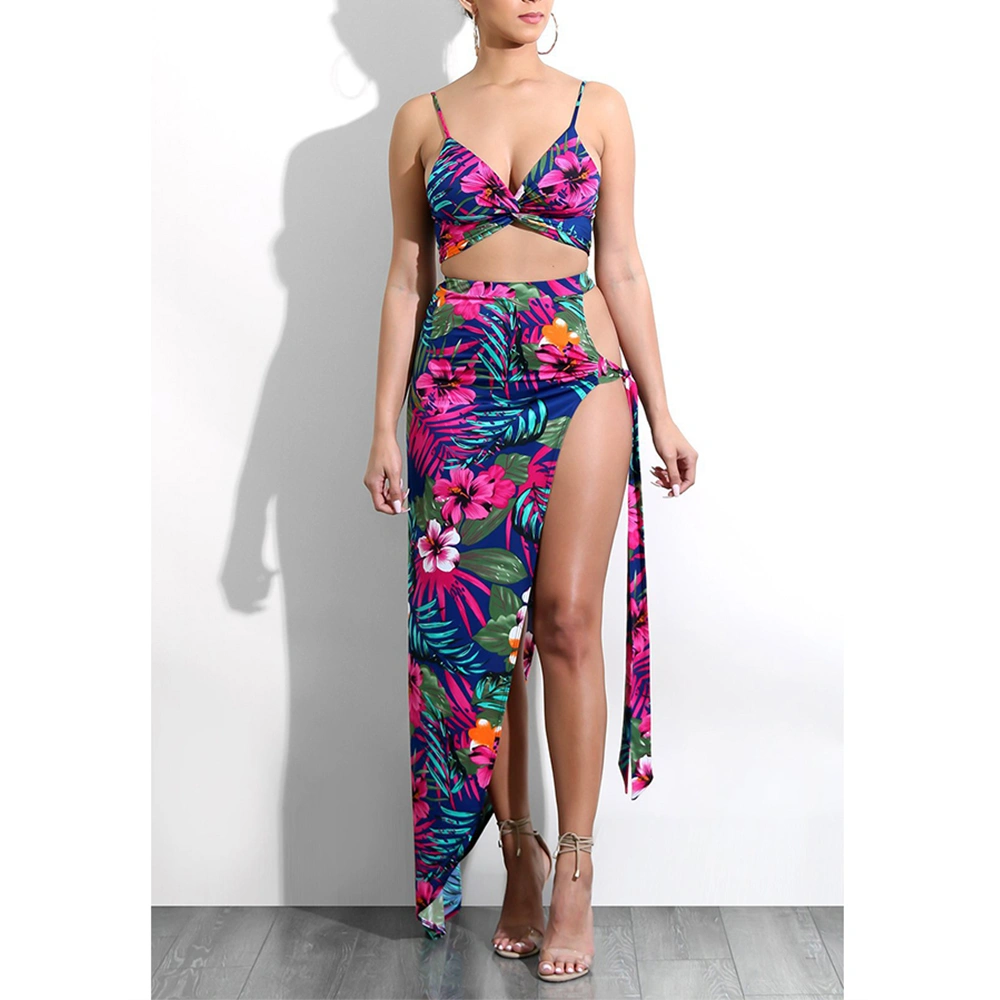 Sexy Women's Dress Standard Size Sling Print Beach Club Two-Piece Suit