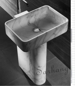 new model sanitary pedestal basin two pieces washing marble sink