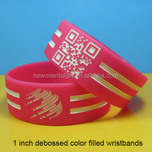 Custom Embossed silicone wristbands , Embossed silicone bracelets