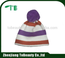 purple top ball knit beanie hat