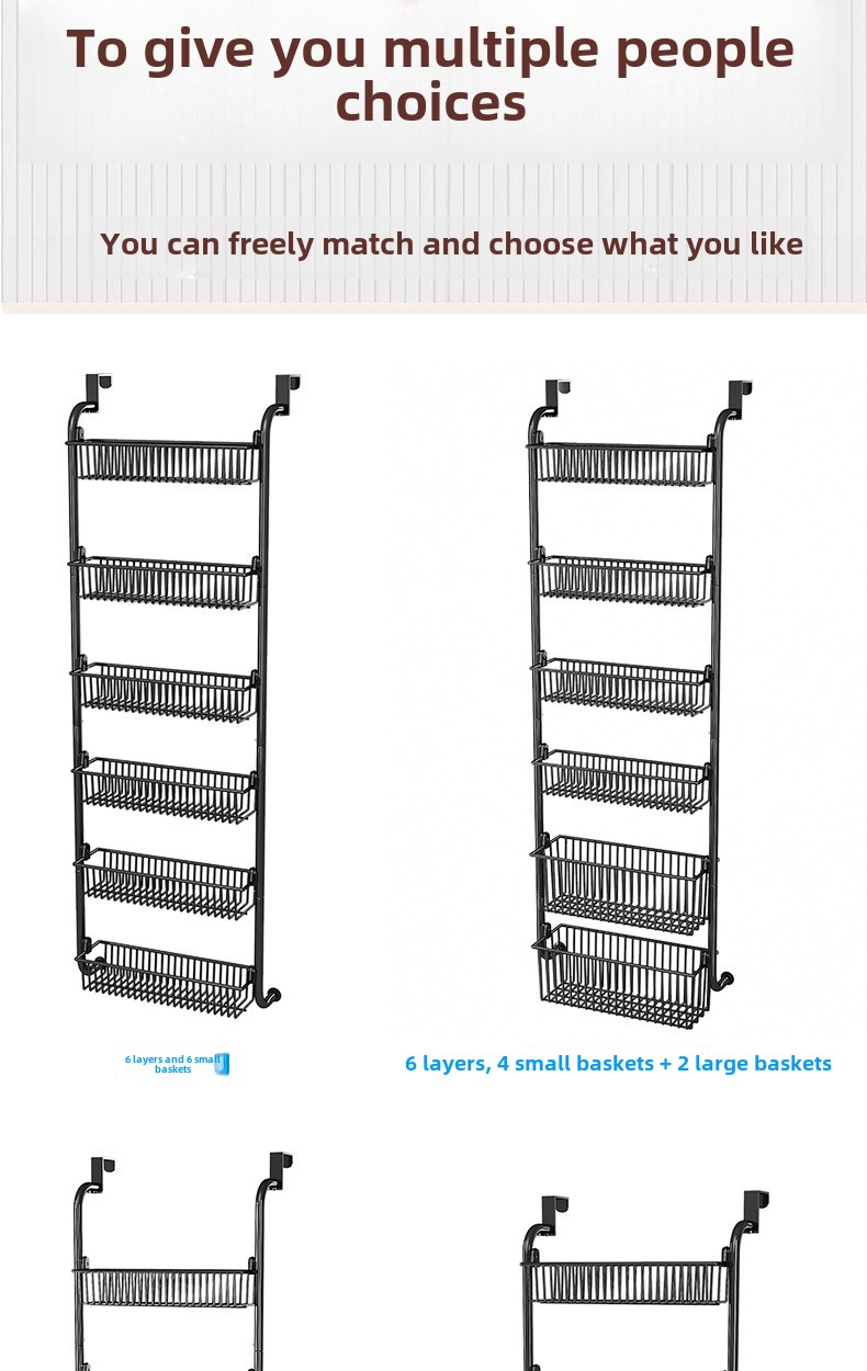 رف تعليق خلفي متعدد الطبقات بدون حفر Multi-Layer No-Drill Door Back Hanging Rack