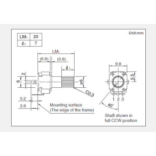 Potencjometr obrotowy serii RK09K