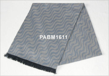 Moire Silver Grey Autumn Woven Silk Scarf ，cotton And Viscose