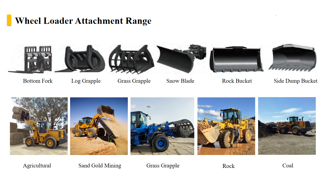 lager Bucker  log Grapple rock bucket pallet fork coal bucket side-dump bucket bottom fork snow blade