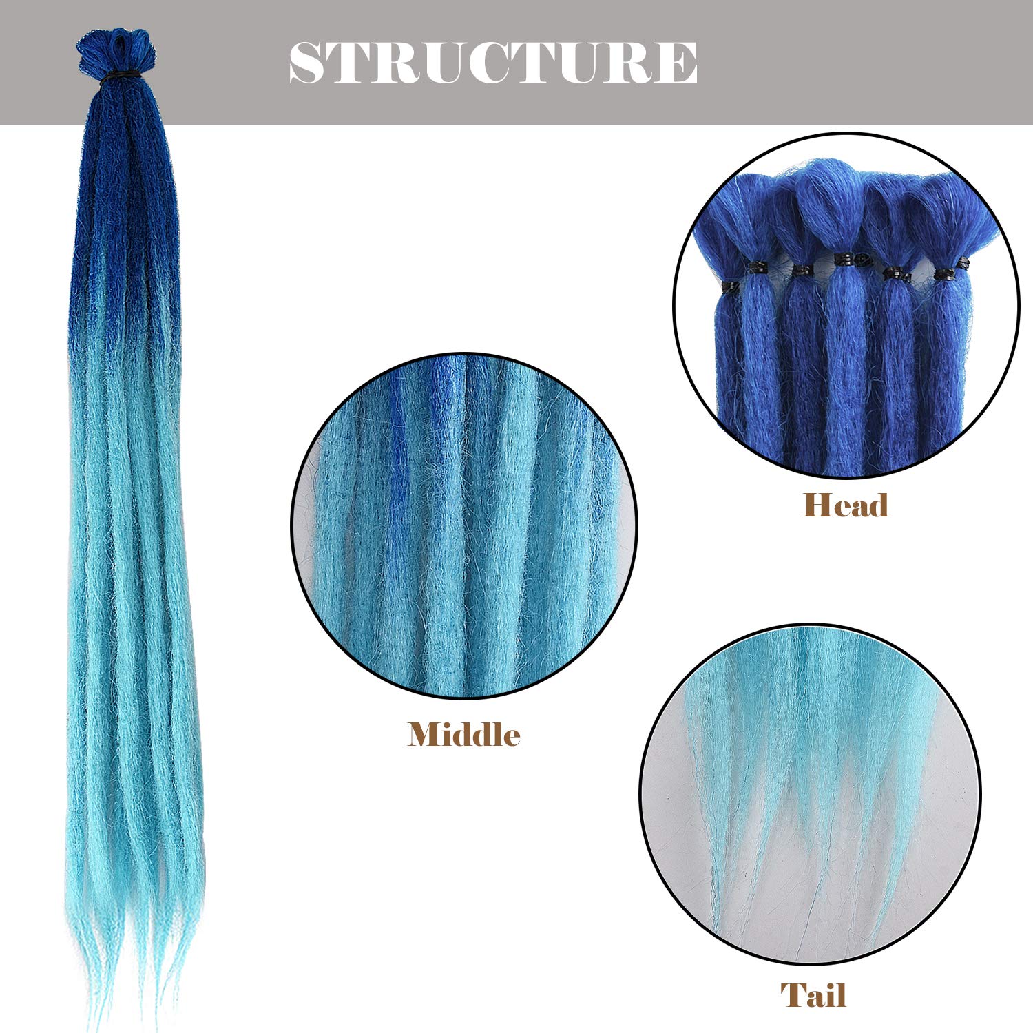 Dreadlocks Crochet Hair Extensions Dread Faux Locs Solid And Mixed Color Synthetic Fiber Braiding Hair Long And Soft 20 Inch