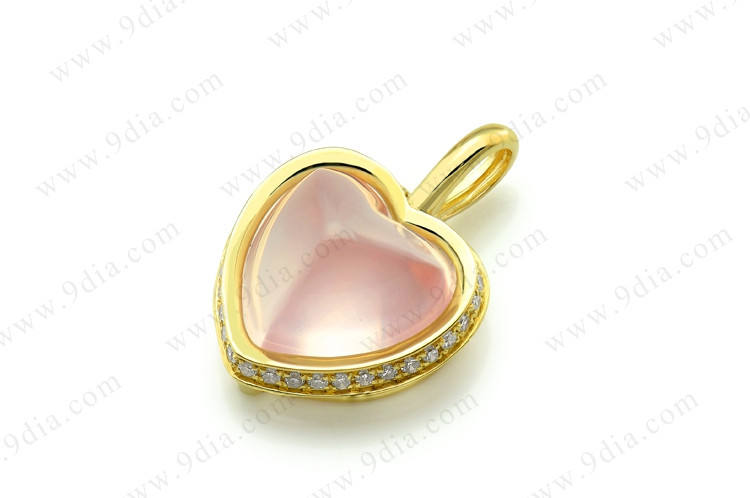 Special Designs Rose Quartz Pendant 14k Real Gold Fine Gold Jewelry Cheap