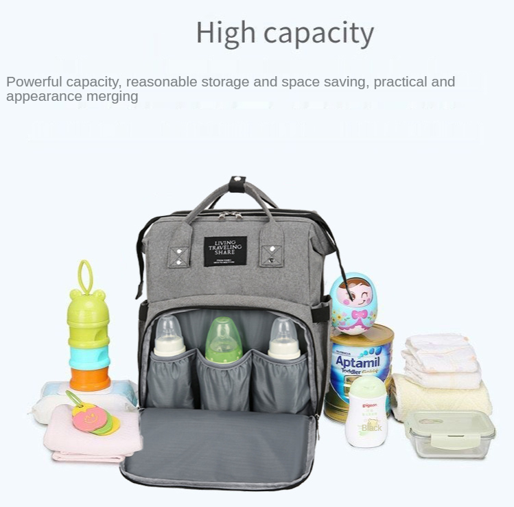 Waterproof Portable Large CapacityTravel Backpack Foldable Baby Bed Mommy Nappy Diaper Bag with Bed