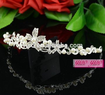 newest design headpiece princess pearl wedding tiara