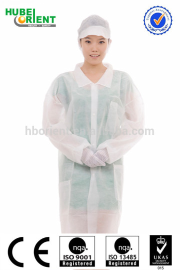 Sterile white lab coat disposable PP non woven doctor coat