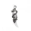 Crystal Wolf Tooth Wrapped Silver Dragon Stone Pendant Gemstone Wire Wrapped Dragon Pendants for Diy Jewelry Making Charm