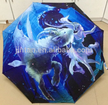 Promotion twelve constellations umbrella full over heat transfer printing