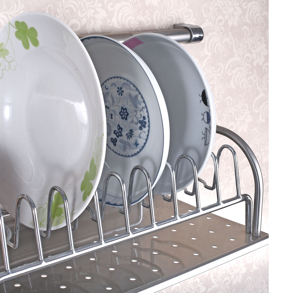 Hot sale stainless steel kitchen wall rack dish with two cup spice holder