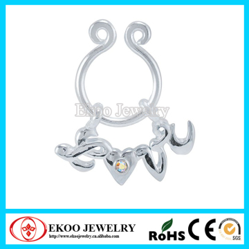 Love Dangling Fake Nipple Ring Fake Barbell Nipple Piercing Jewelry