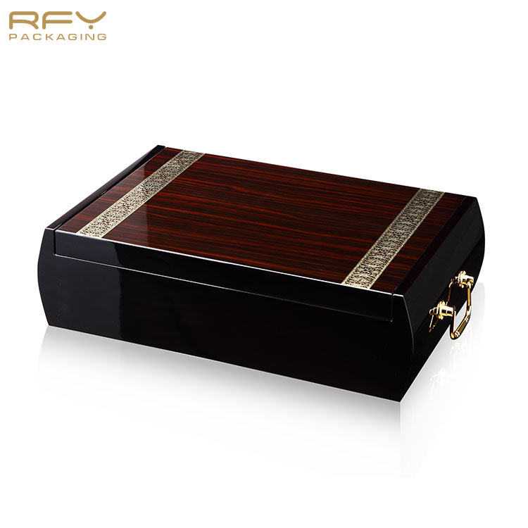 Sublimation Luxury Black Piano Lacquer Wood Storage Gift Wooden Packaging Boxes