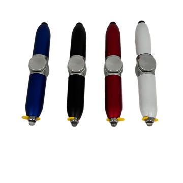 Multi-Functional Fingertip Gyro Pen with Stylus, Fidget Ballpoint, and LED Light