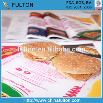 28g colored burger paper/food grade hamburger wraps paper/hamburger greaseproof paper