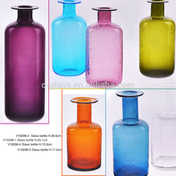 Hand Blown Bubble Glass Bottle Vases