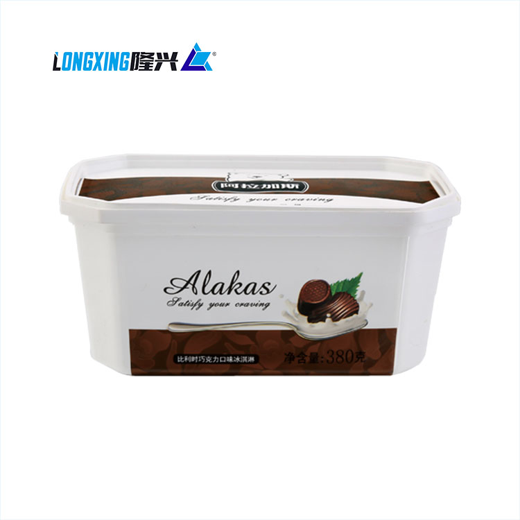 500g Rectangular In-Mould Labeling Ice Cream Container With Lid