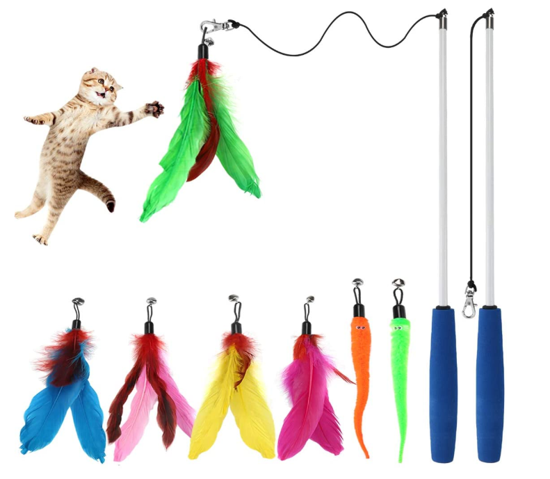 Baguette interactive en plumes de chat Interactive Cat Feather Wand