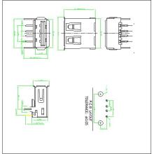 USB FEMALE THROUGH HOLE WITH FORK TYPE