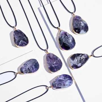 Natural Stone Pendants Charms Mix Style Water Drop Shape Amethyst Agate Crystal Quartz Precious Stone Beads Healing Chakra