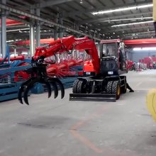 Small Wheel  Excavator With Grapper bucket hammer