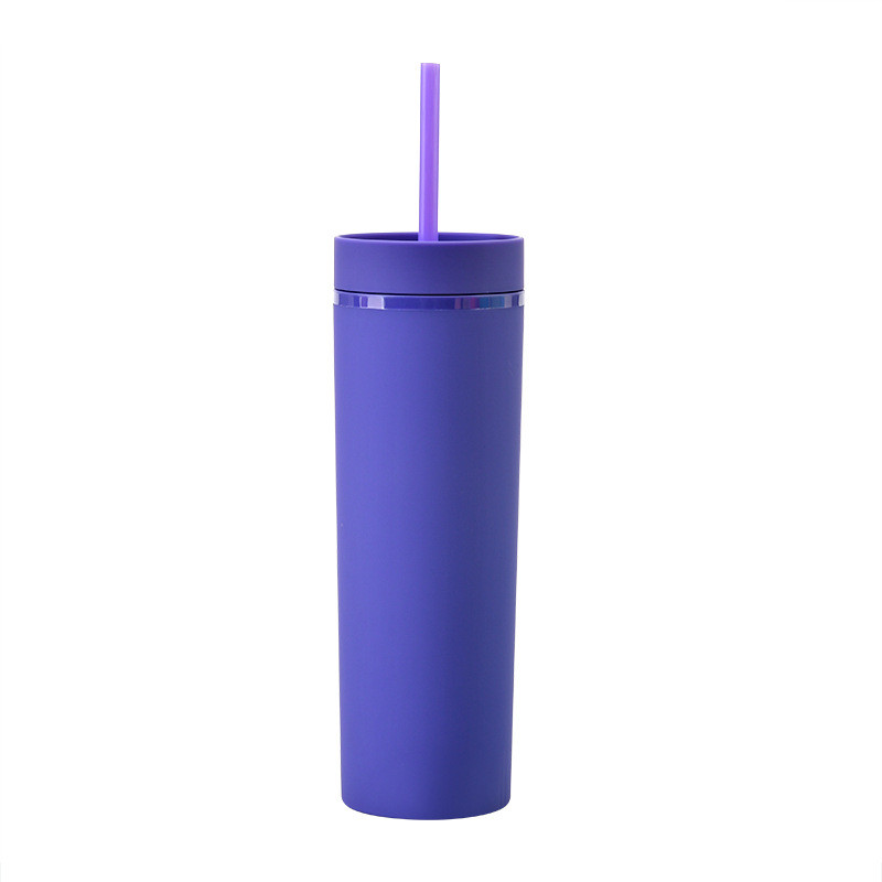 16oz Double Wall Plastic Tumblers Matte Pastel Colored Acrylic Tumblers with Lids and Straws