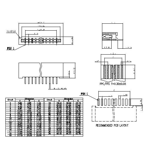 1.25mm FPC,NON ZIF,Dual contact ,Right angle SMT FPC1.25-XXRMDXX0