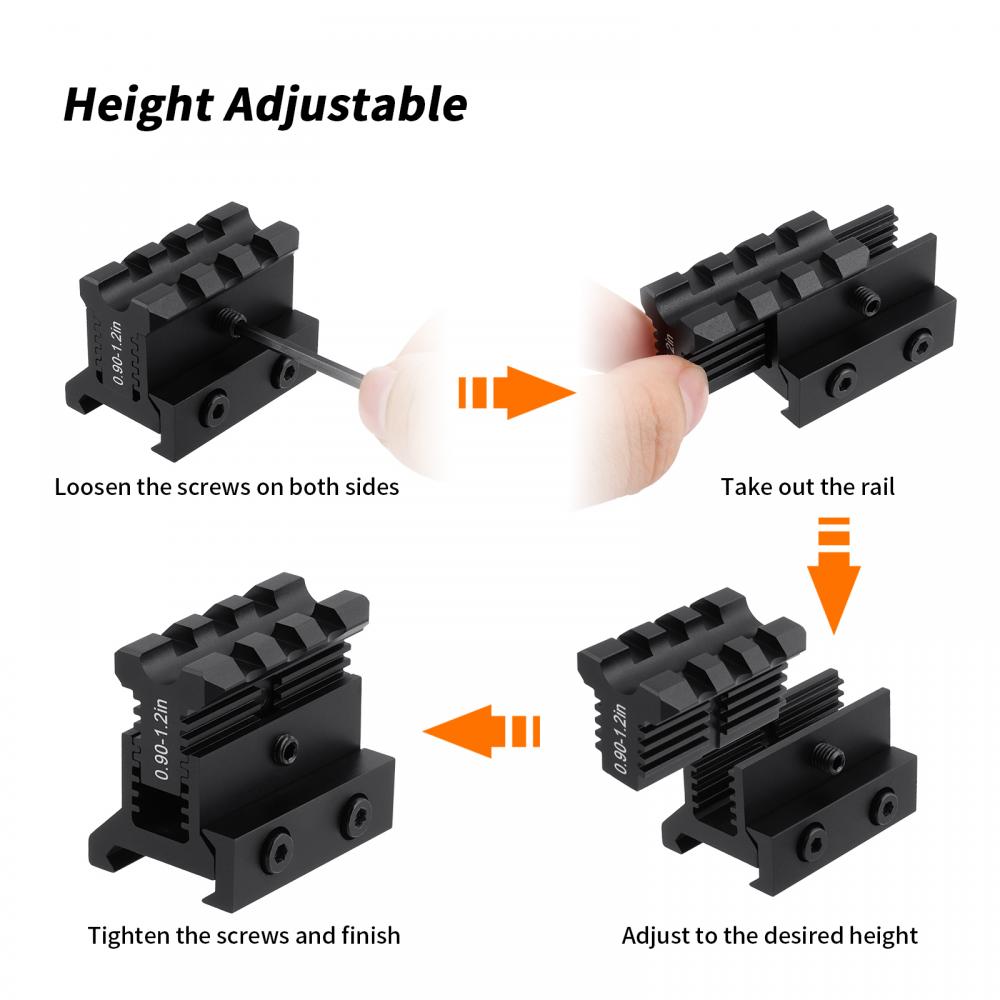 FOCUHUNTER 3 Slots Adjustable Height Picatinny Riser Mount