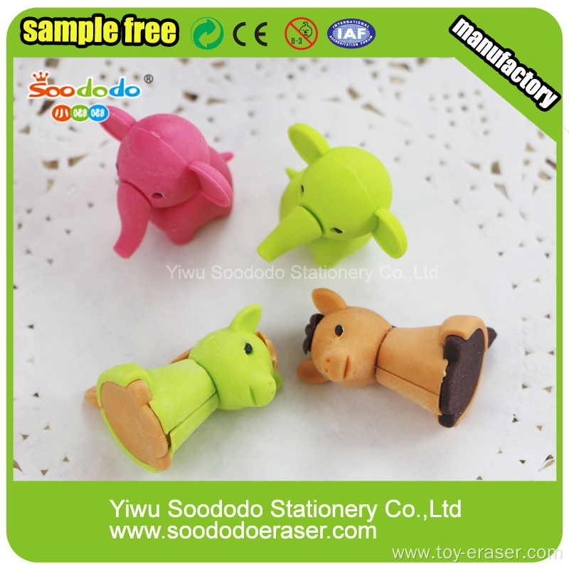 zoo series animal rubber novelty 3D erasers