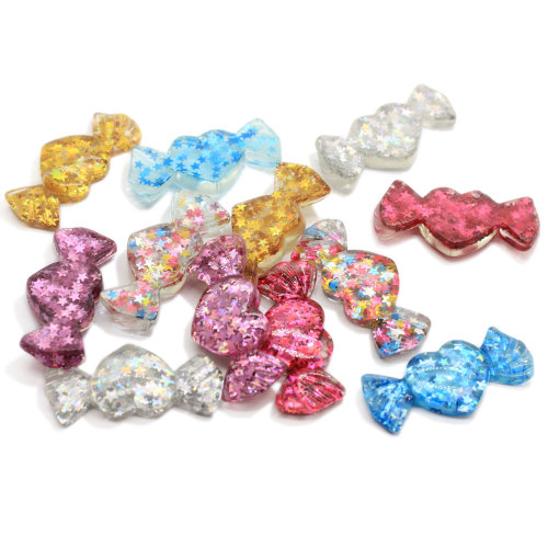 100Pcs / Lot Puppenhaus Sweet Candy Flat Back Harz Cabochon Kawaii Herzflügelform Glitter Candy Craft für Haarschleifen Center Decor