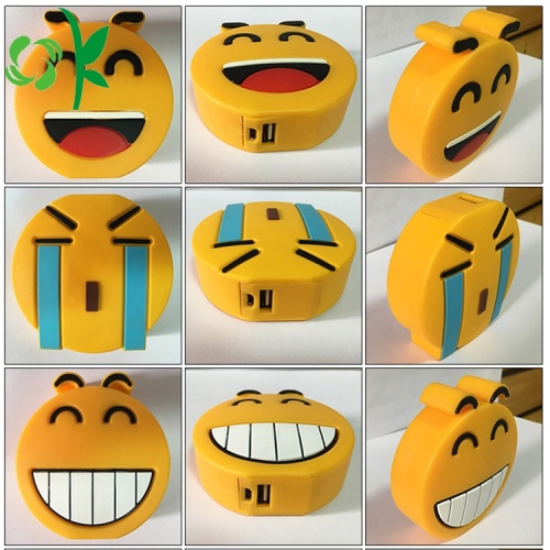 Caisse de batterie drôle de banque de puissance de silicone Emoji