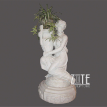 Natural Marble Hand Carved limestone marble flowerpot