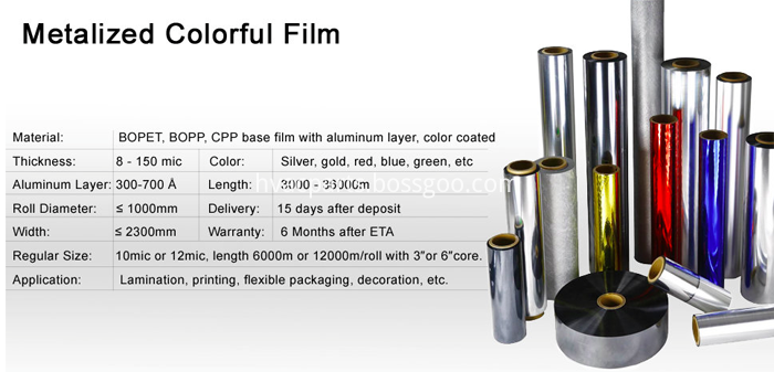 Metallized colorful film