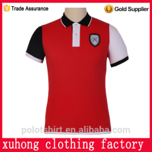 bulk high quality three tone patch embroidery polo tshirt