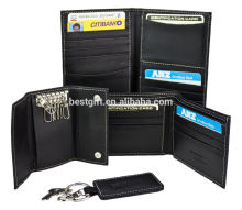 High quality genuine leather travel wallet set travel passport wallet luggage tag sets