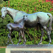 life size cast bronze animal sculpture mare and foal statue