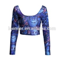2015 long sleeve ladies custom crop tops