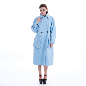 Fashion blue cashmere coat